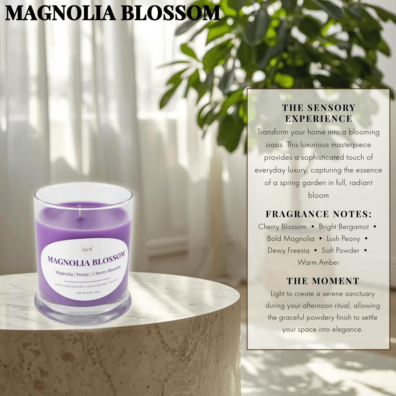Magnolia Blossom Scented Soy Candle