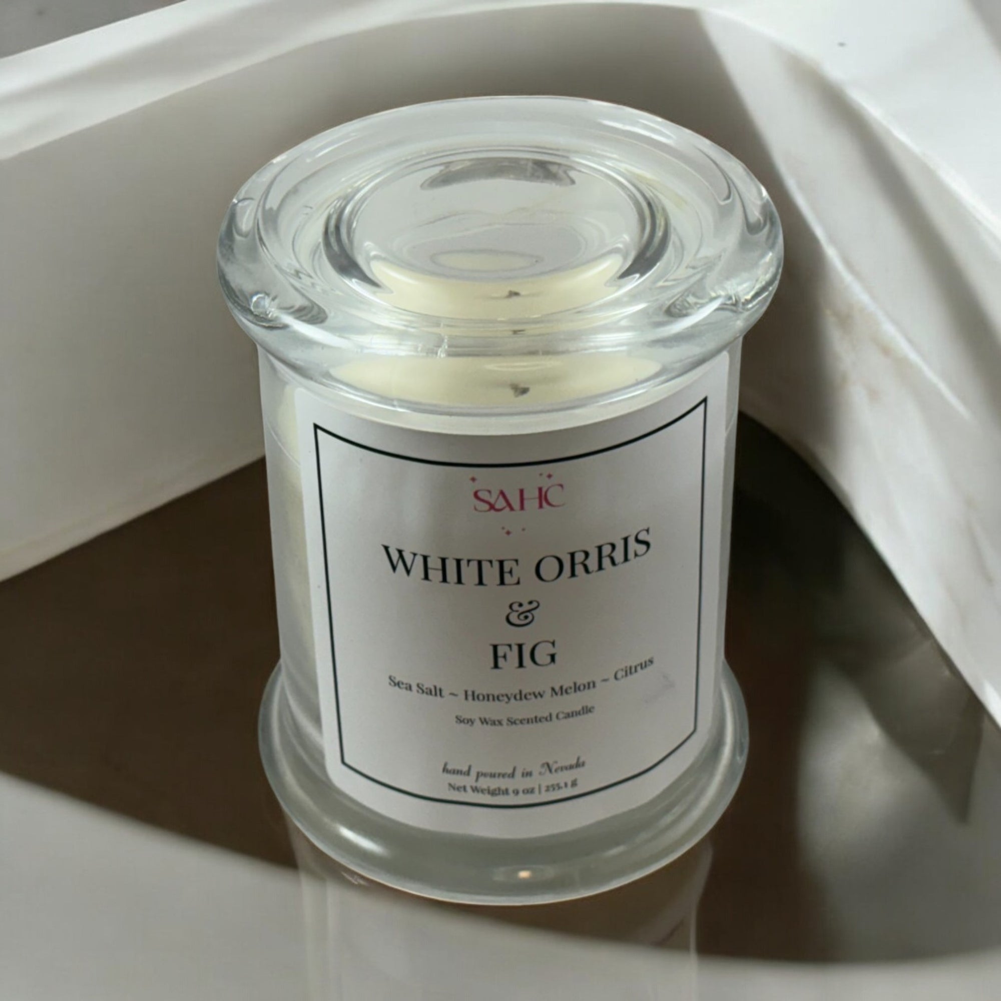White Orris & Fig Scented Soy Candle