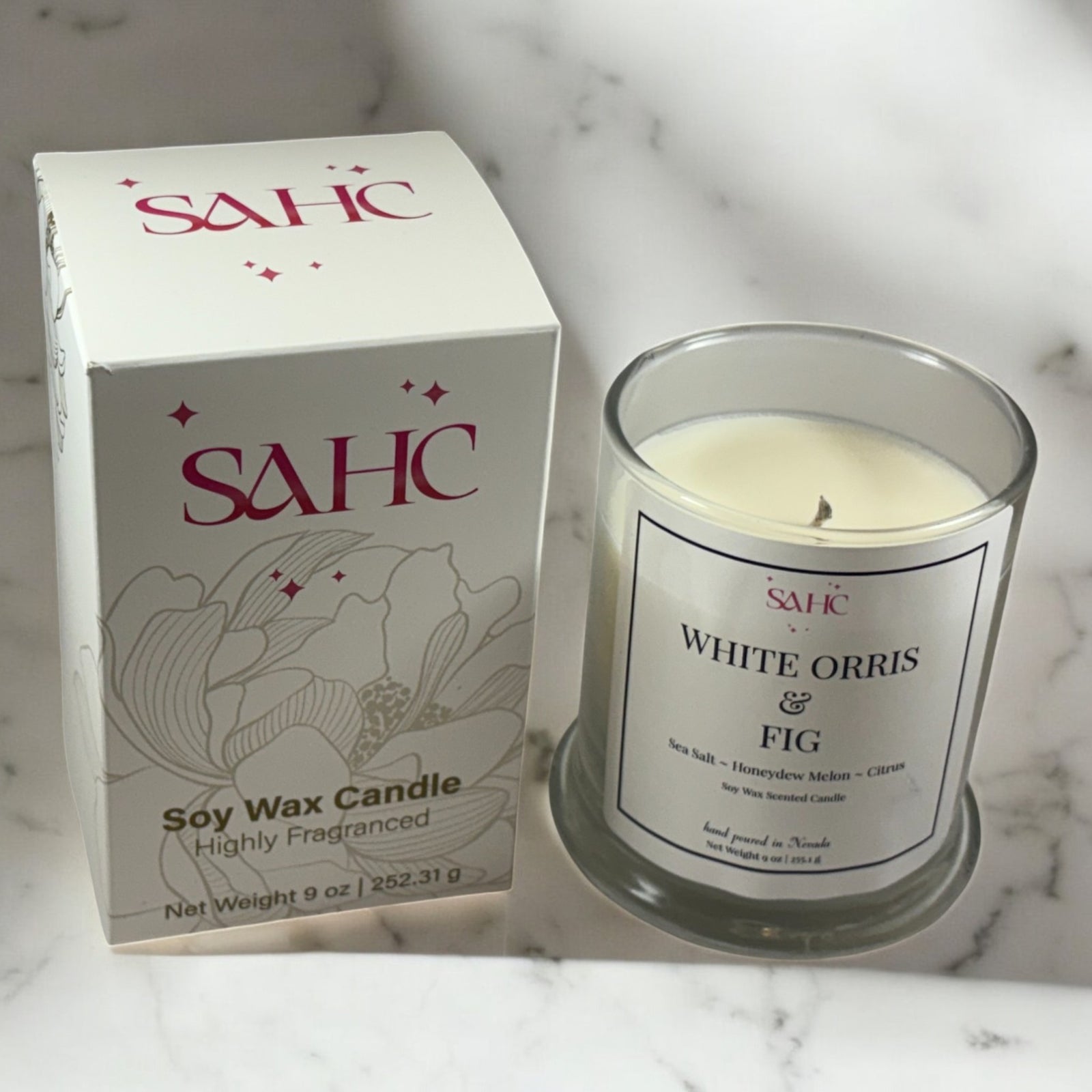 White Orris & Fig Scented Soy Candle
