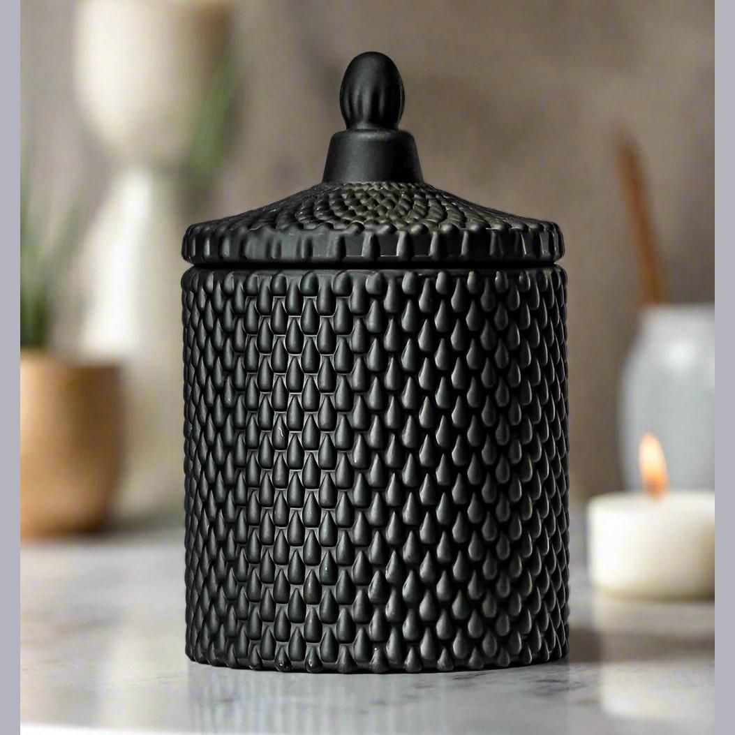 Elegant Glass Candle - Matte Black